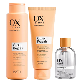 Kit Capilar Ox.. Shampoo Ox Mari Maria Science Gloss Repair 250Ml + Óleo Capilar 55Ml + Condicionador 200Ml