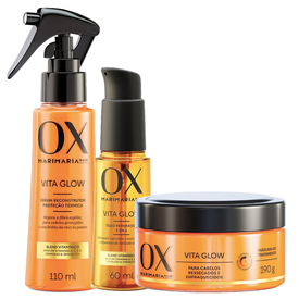 Kit Capilar Ox.. Máscara De Tratamento Ox Mari Maria Vita Glow 190G + Sérum Reconstrutor Capilar 110Ml + Óleo Reparador 60Ml