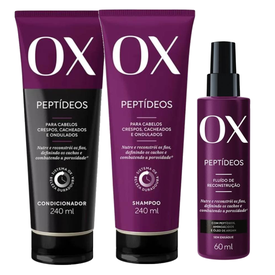 Kit Capilar Ox.. Condicionador Ox Peptideos 240Ml + Fluído De Reconstrução Capilar 60Ml + Shampoo 240Ml