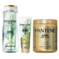 Kit Capilar Pantene Shampoo Pro V Bambu Nutre & Cresce 400 Ml + Máscara De Tratamento 600ml + Condicionador 250ml