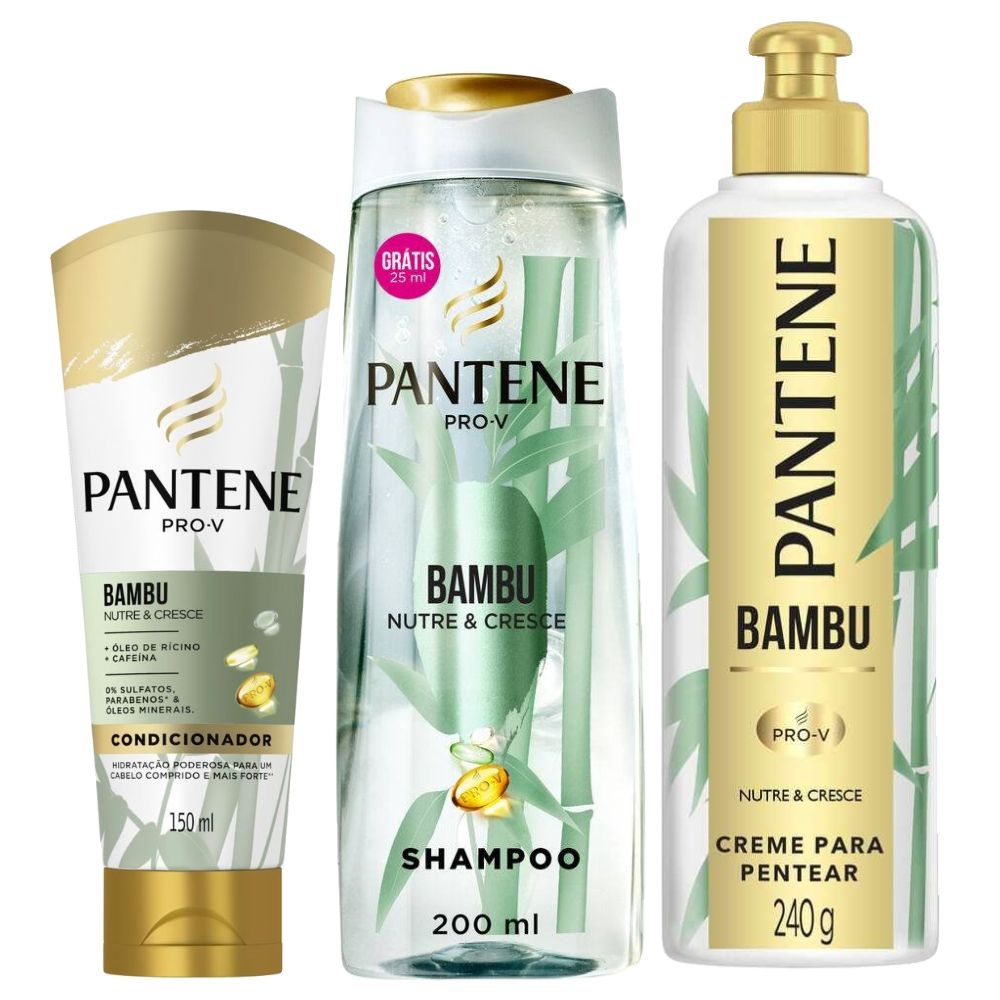 Kit Capilar Pantene Condicionador Bambu 150ml + Shampoo 200ml + Creme De Pentear 240g