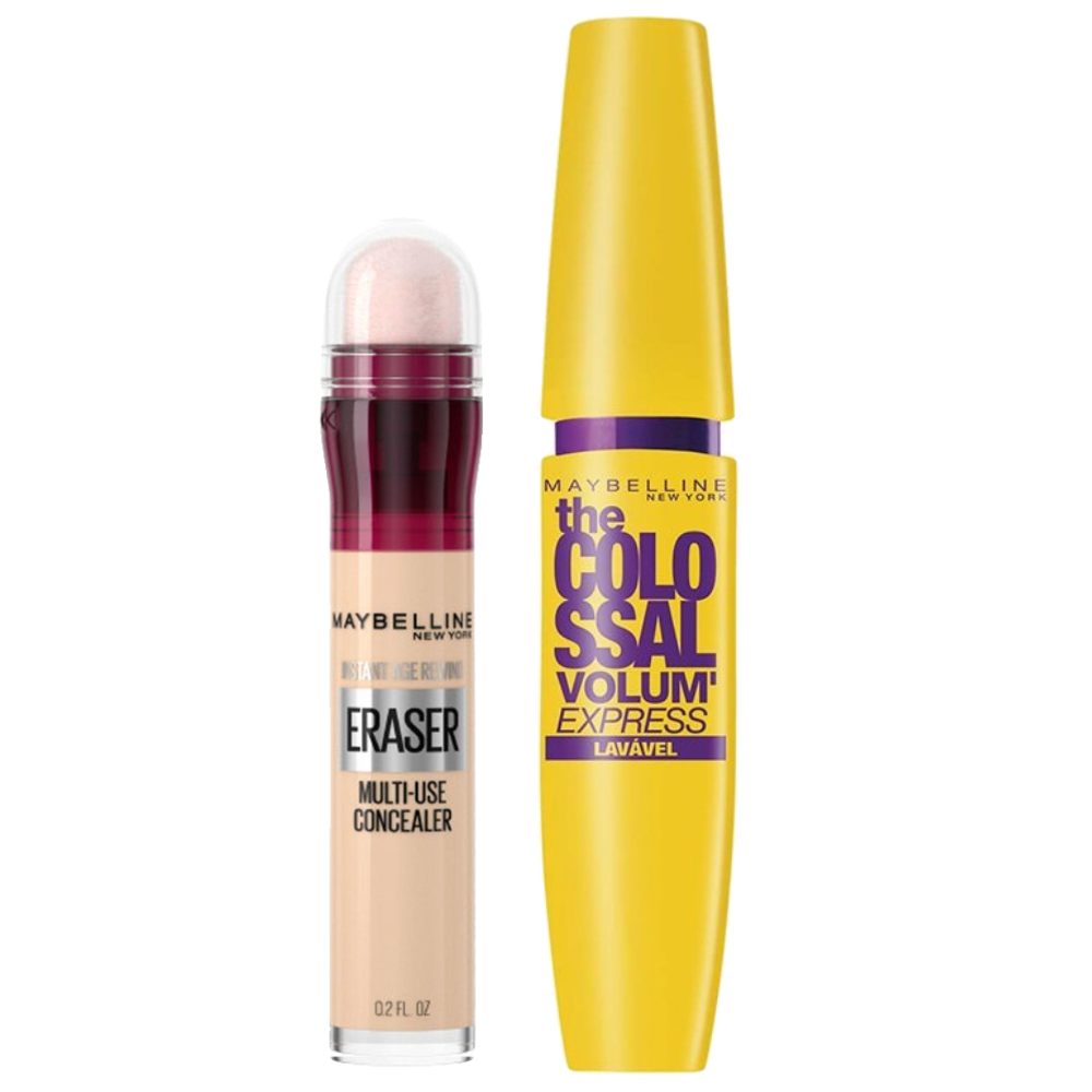 Kit Maybelline Corretivo Líquido Eraser Instant Age Rewind 100 Ivory 5,9ml + Máscara De Cílios The Colossal Volum' Express Lavável Preto 9,2ml