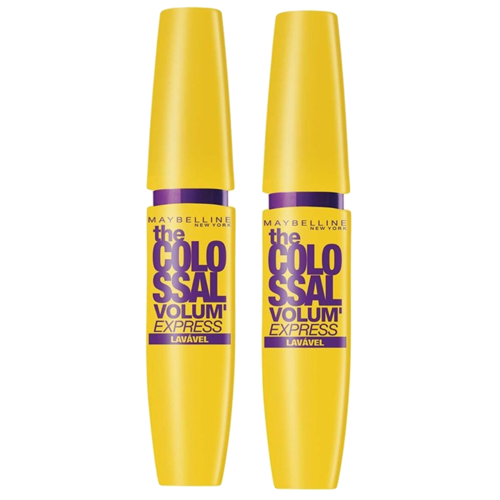 Kit Máscara De Cílios Maybelline The Colossal Volum' Express Lavável Preto  9,2ml 2 Unidades