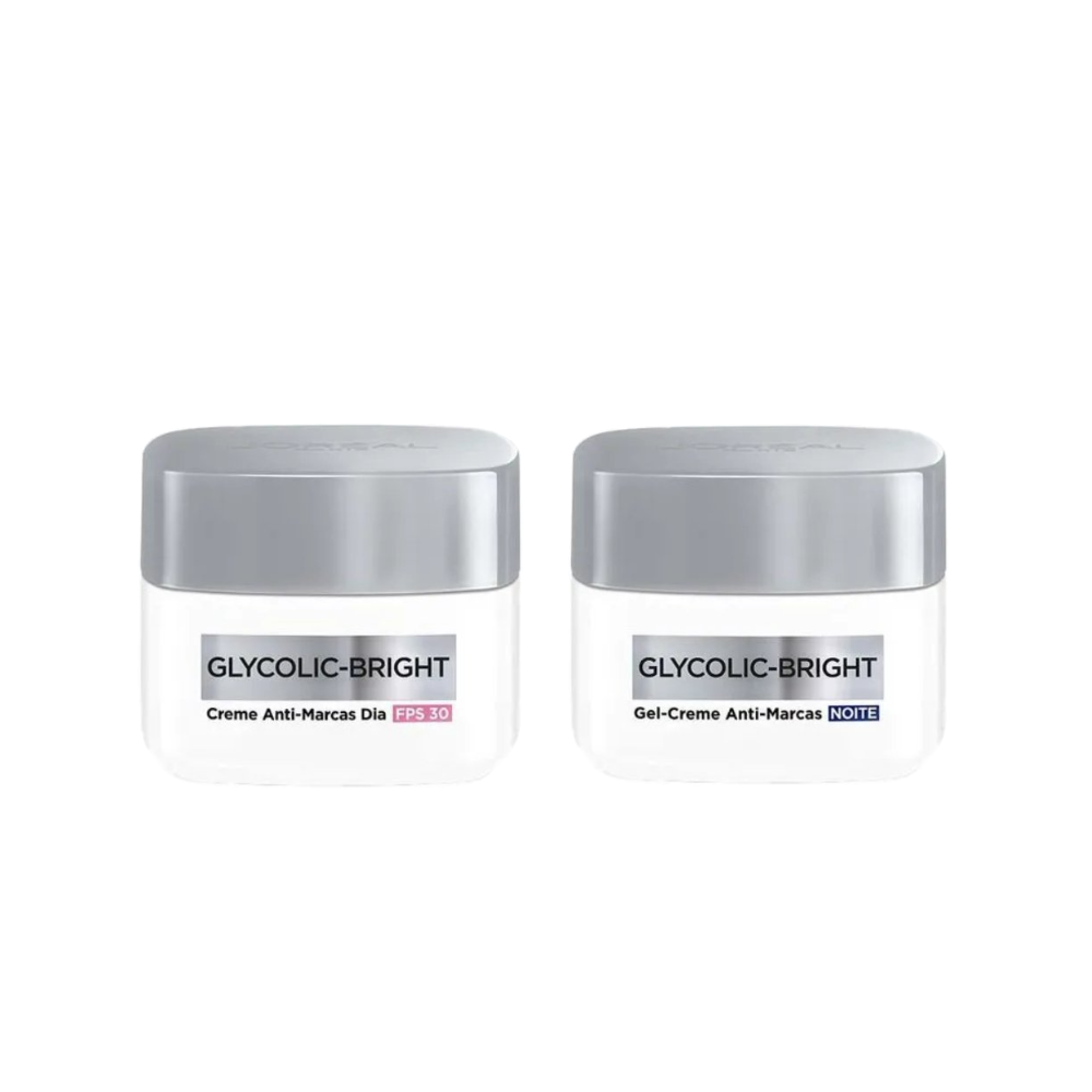 Kit L'oreal Gel Creme Anti-marcas Loréal Paris Glycolic-bright Noite 49g + Creme Anti-marcas Loréal Paris Glycolic-bright Fps 30 49g