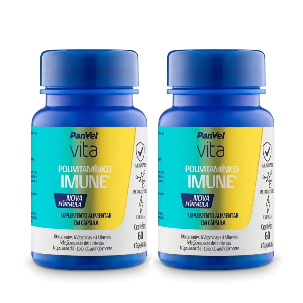 Kit leve 2 pague 1 Polivitaminico Imune Panvel Vita 60 Cápsulas