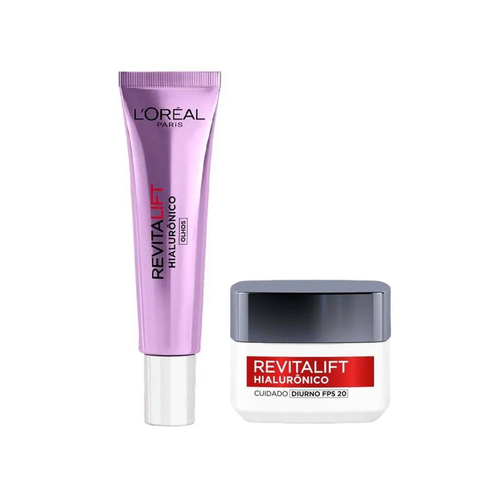 Kit L'oreal Creme Para Olhos Anti-idade Hidratante L'oréal Paris Revitalift Hialurônico 15g + Creme Hidratante Facial Anti-idade L'oréal Paris Revitalift Hialurônico Diurno Fps 20 49g