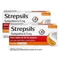 Kit Pastilhas Para Garganta Strepsils Sabor Laranja - Sem Açúcar - Caixa 8 Pastilhas 2 Unidades