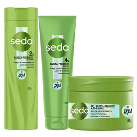 Kit Capilar Seda Máscara De Tratamento Capilar Babosa Prebiotic 300G + Shampoo 300Ml + Condicionador 250Ml