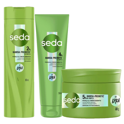 Kit Capilar Seda Máscara De Tratamento Capilar Babosa Prebiotic 300G + Shampoo 300Ml + Condicionador 250Ml