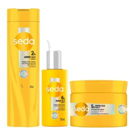 Kit Capilar Seda Máscara De Tratamento Capilar Toque De Seda 300G + Shampoo 300Ml + Leave In 100Ml