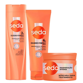 Kit Capilar Seda Condicionador Colágeno Vitamina C 250Ml + Shampoo 300Ml + Máscara De Tratamento 300G