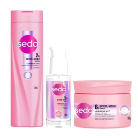 Kit Capilar Seda Sérum Capilar Luminous Uv 6% Glycol + Vita C Complex 110Ml + Máscara De Tratamento 300G + Shampoo 300Ml