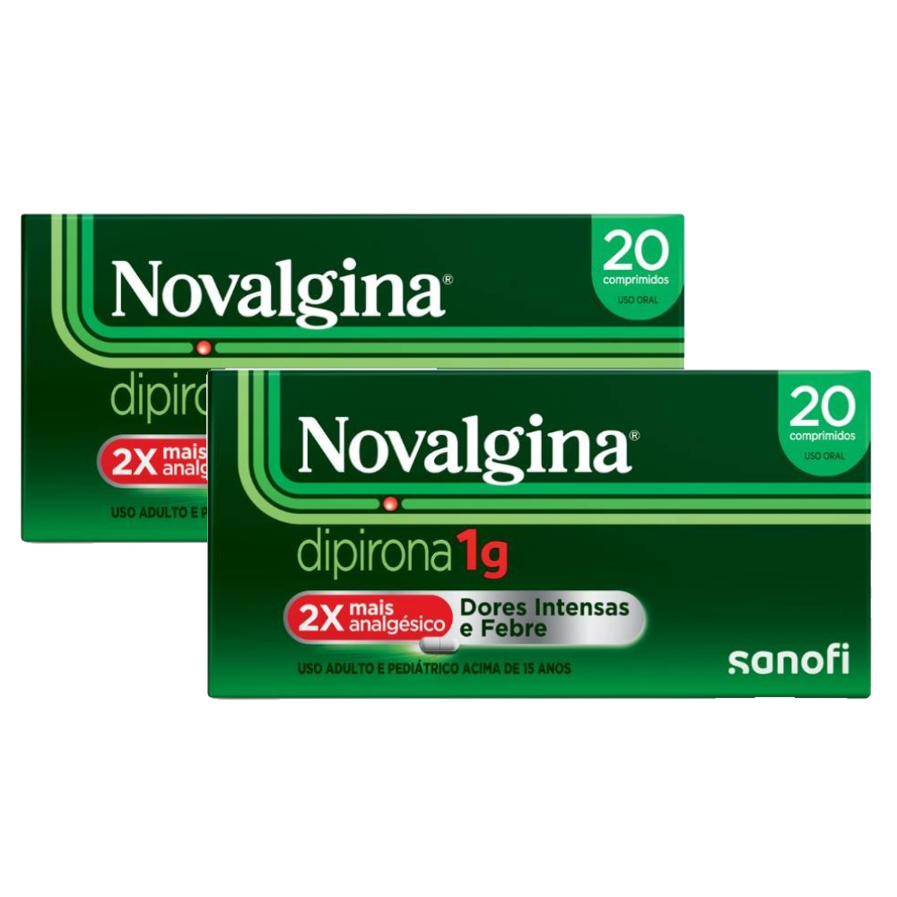 Kit Analgésico E Antitérmico Novalgina Dipirona 1g 20 Comprimidos 2 Unidades
