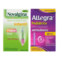 Kit Analgésico E Antitérmico Novalgina Suspensão Infantil Dipirona 50Mg/Ml Sabor Framboesa 100Ml Serin + Antialérgico Allegra Pediátrico 6Mg/Ml 60Ml Com Seringa