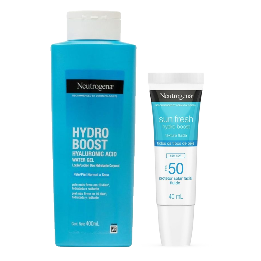 Kit Neutrogena Hidratante Corporal Hydro Boost Water Gel 400ml + Protetor Solar Facial Sun Fresh Hydro Boost Sem Cor Fps50 40ml