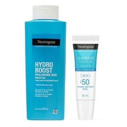Kit Neutrogena Hidratante Corporal Hydro Boost Water Gel 400ml + Protetor Solar Facial Sun Fresh Hydro Boost Sem Cor Fps50 40ml