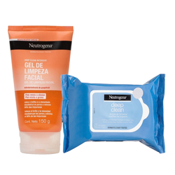 Kit Neutrogena Lenço Demaquilante Deep Clean 25 Unidades + Sabonete Facial Deep Clean Grapefruit 150g