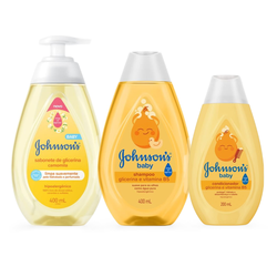 Kit Johnsons Baby Sabonete Líquido De Glicerina Johnson's Baby Camomila 400ml + Shampoo De Glicerina E Vitamina B5 Johnson's Baby Glicerinado 400ml + Condicionador Glicerinado 200ml