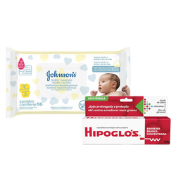 Kit Lenços Umedecidos Johnson's Baby Recém Nascido 96 Unidades + Hipoglós Creme Preventivo De Assaduras 120g
