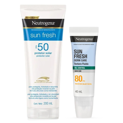 Kit Neutrogena Protetor Solar Facial Sun Fresh Derm Care Fluido Sem Cor Fps80 40ml + Protetor Solar Sun Fresh Fps 50 200ml