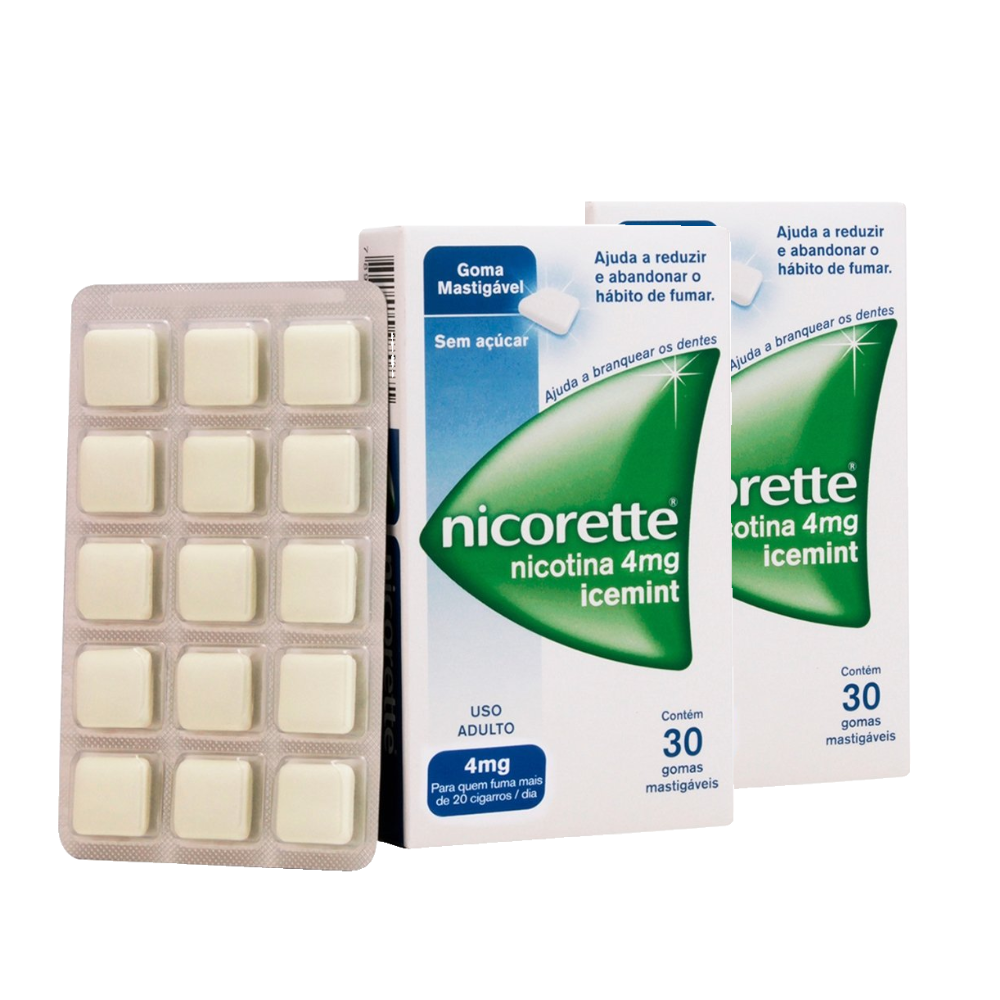Kit Goma Mastigável Nicorette Icemint 4mg 30 Unidades 2 Unidades
