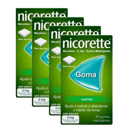 Kit Goma Mastigável Nicorette Icemint 2mg 30 Unidades 4 Unidades