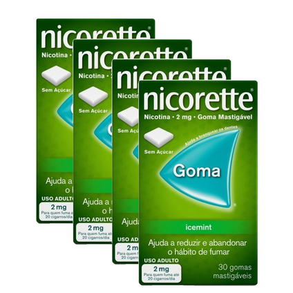 Kit Goma Mastigável Nicorette Icemint 2Mg 30 Unidades 4 Unidades