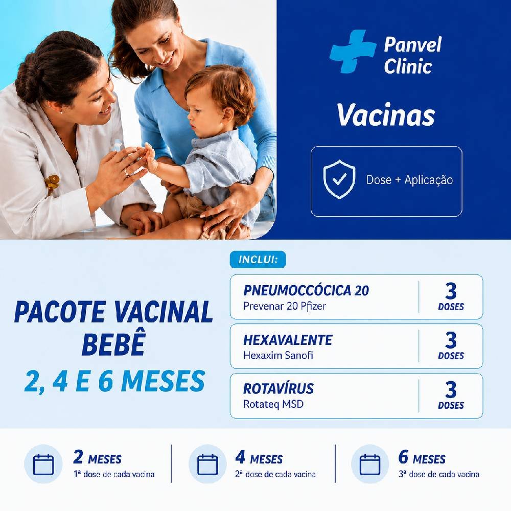 Pacote 2, 4 E 6 Meses (3 Hexa + 3 Pneumo 20 + 3 Rotavirus)