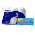 Kit Panvel Papel Higiênico Folha Dupla 12 Rolos 20M Cada + Lenços Umedecidos Baby 140 Unidades