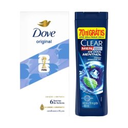 Kit Shampoo Anticaspa Clear Men Ice Cool Menthol Leve 400ml Pague 330ml + Sabonete Em Barra Dove Original 6 Unidades 90g Cada