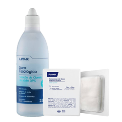 Kit Panvel Soro Fisiologico Lifar 0,9% 250ml + Compressa Gaze Esteril Com 10 Unidades