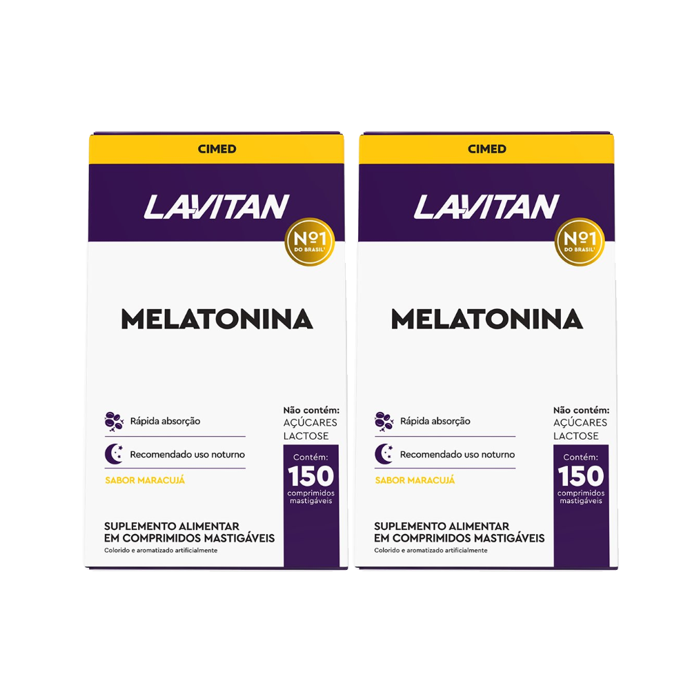 Kit Melatonina Lavitan Maracujá 150 Comprimidos Mastigáveis 2 Unidades