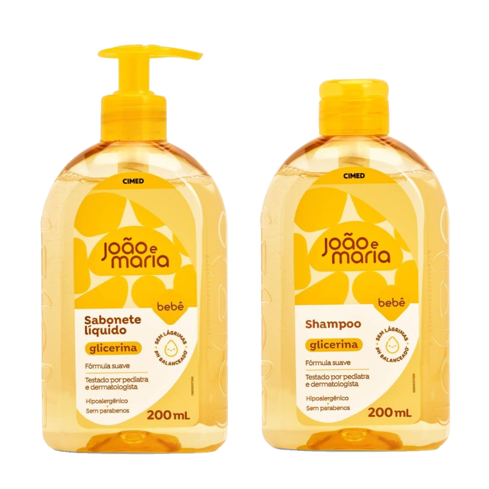 Kit João E Maria Sabonete Líquido Glicerina 200ml + Shampoo Glicerina 200ml