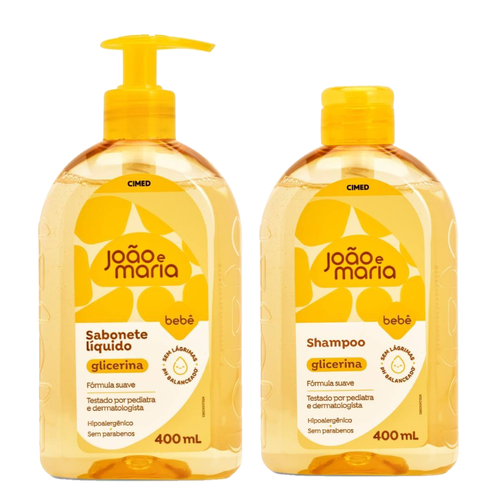 Kit João E Maria Shampoo Glicerina 400ml + Sabonete Líquido Glicerina 400ml