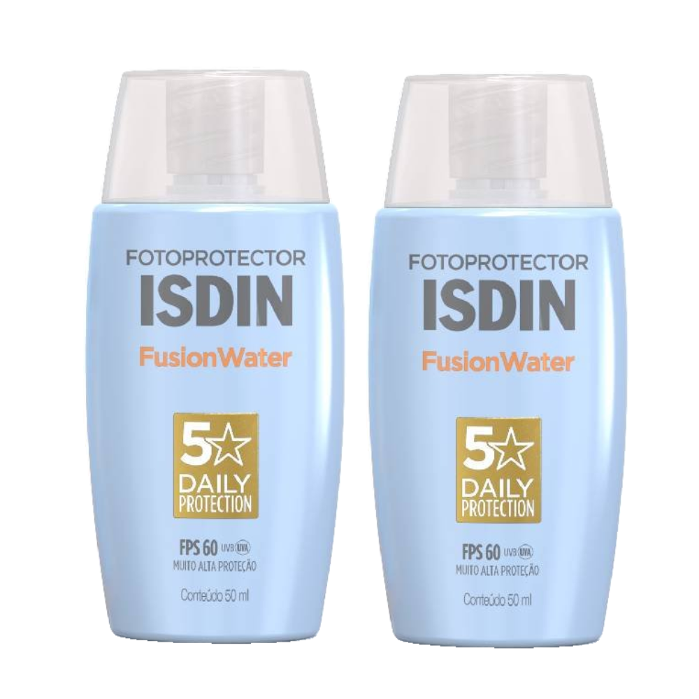Kit Protetor Solar Facial Isdin Fusion Water Sem Cor Fps60 50ml 2 Unidades