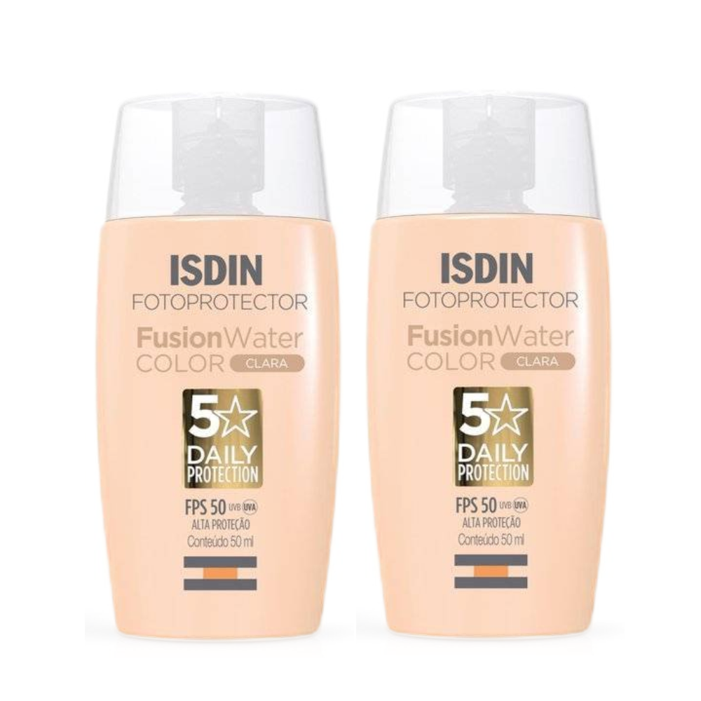 Kit Protetor Solar Facial Isdin Fusion Water Cor Clara Fps50 50ml 2 Unidades