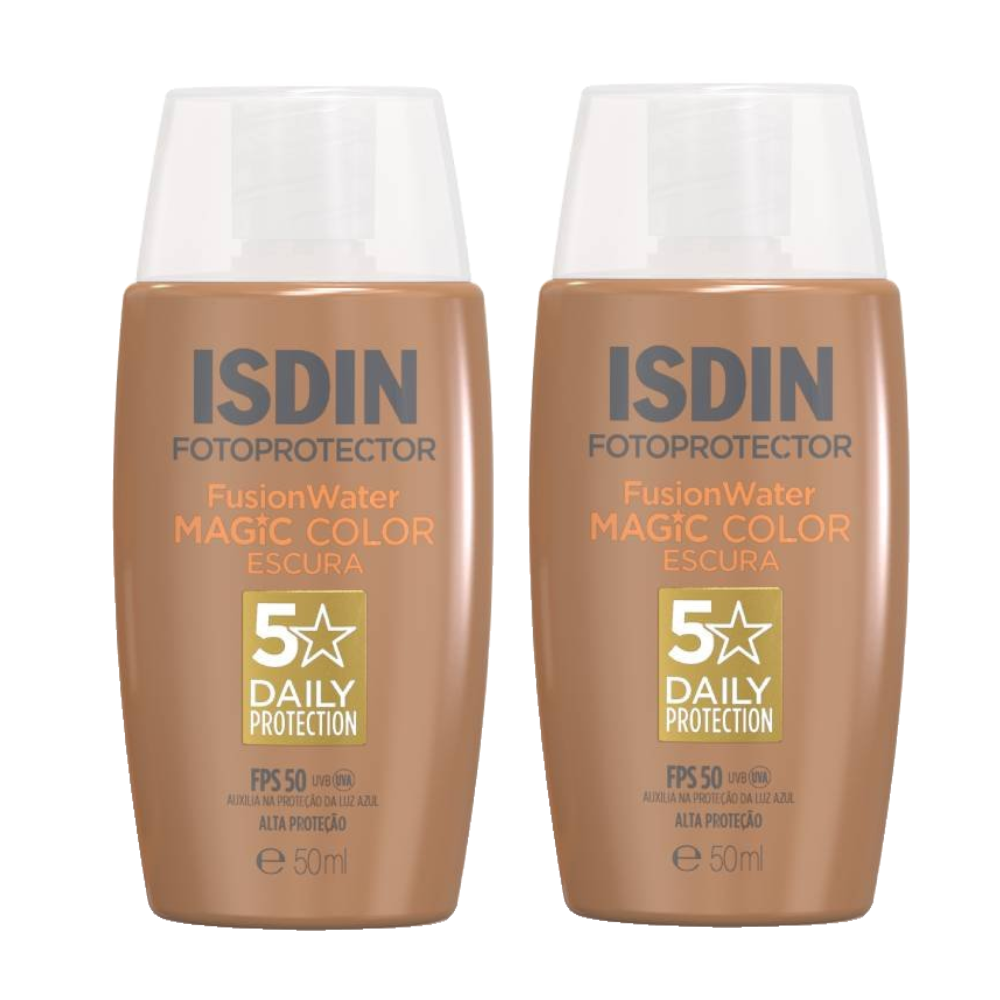 Kit Protetor Solar Facial Isdin Fusion Water Cor Escura Fps50 50ml 2 Unidades