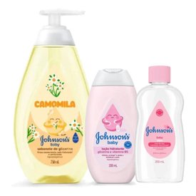 Kit Johnsons Baby Sabonete Líquido Glicerina Camomila 750Ml + Loção Hidratante Uso Diário 200Ml + Óleo Hidratante Johnson'S Baby 200Ml