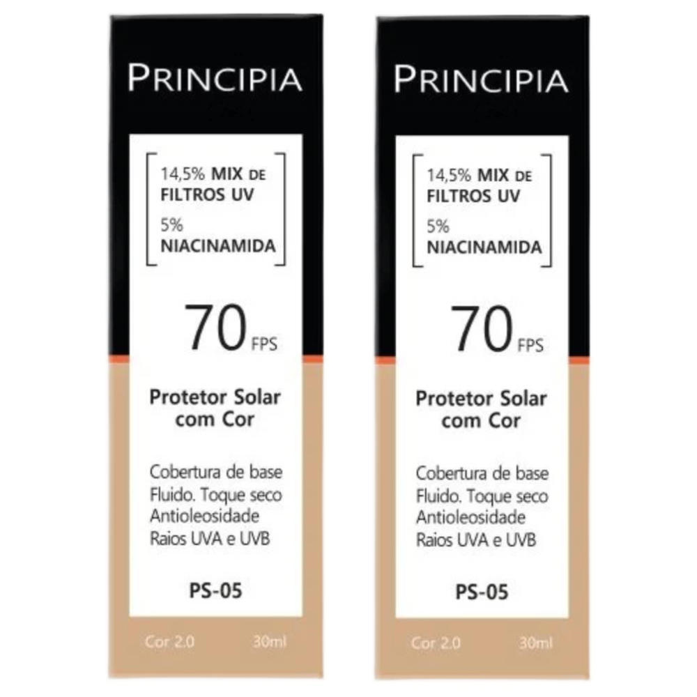 Kit Protetor Solar Facial Principia Ps-05 Cor 2.0 Fps70 30ml 2 Unidades