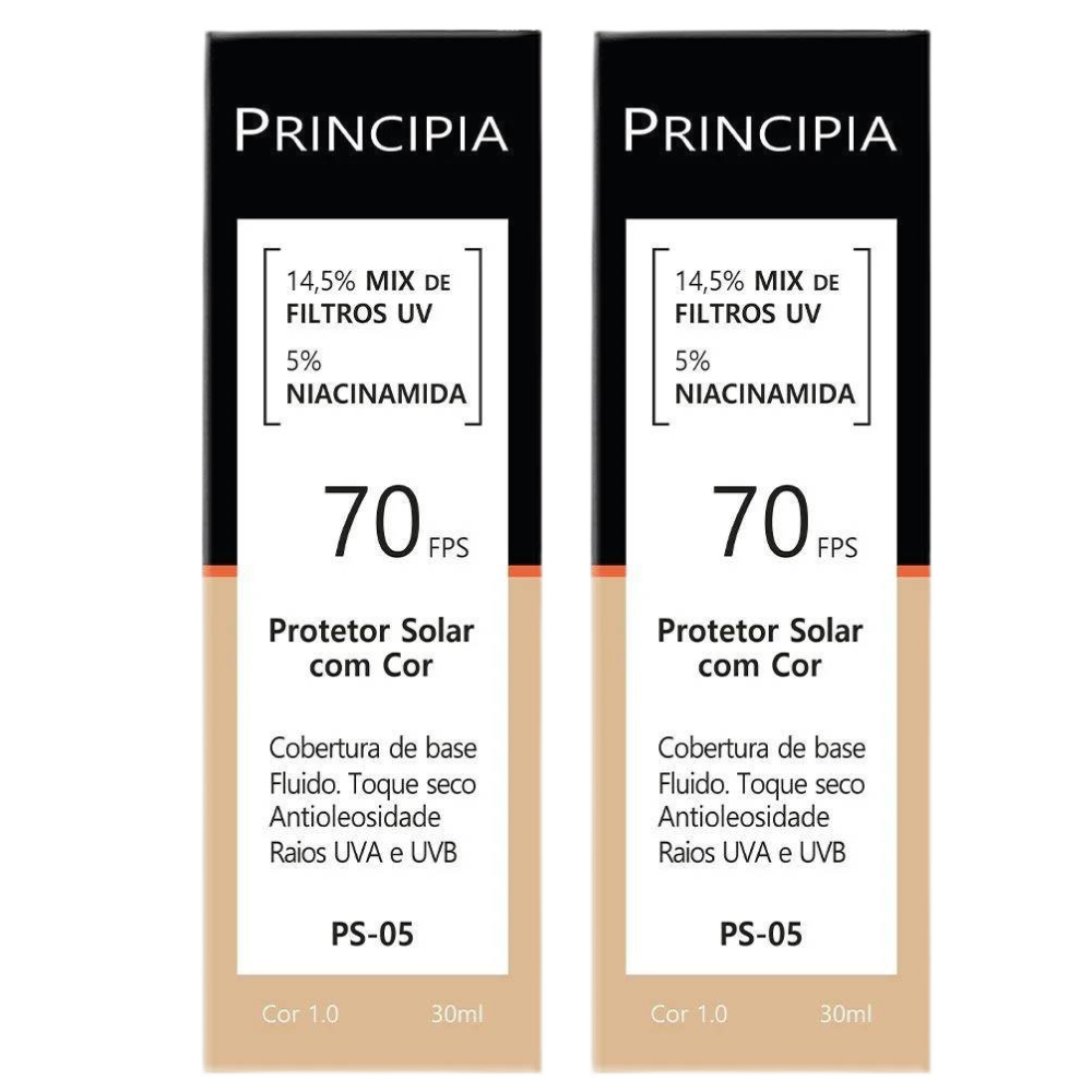 Kit Protetor Solar Facial Principia Ps-05 Cor 1.0 Fps70 30ml 2 Unidades