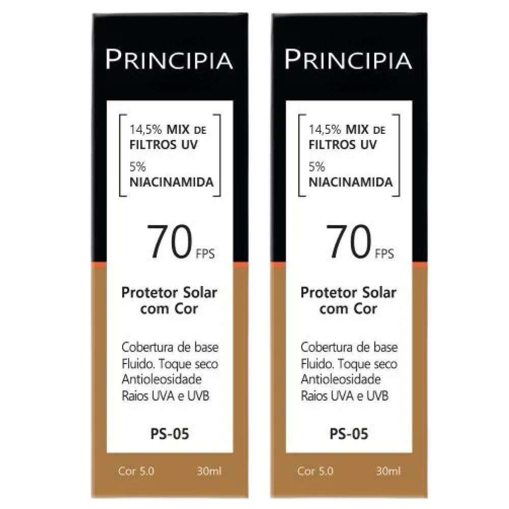 Kit Protetor Solar Facial Principia Ps-05 Cor 5.0 Fps70 30ml 2 Unidades