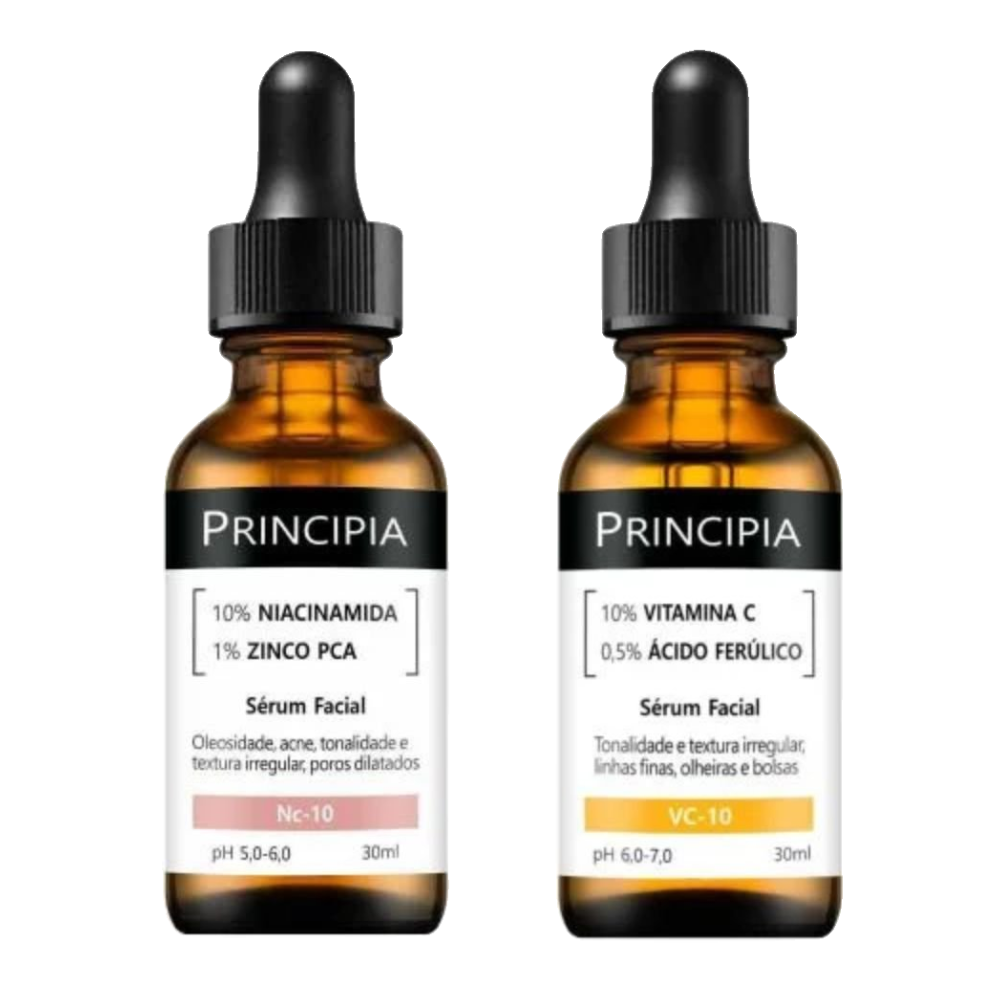 Kit Principia Sérum Facial Antioxidante Vc 10 30ml + Sérum Facial Antiacne E Oleosidade Nc 10 Niacinamida 10% 30ml