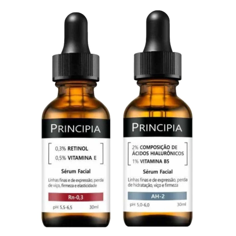 Kit Principia Sérum Facial Anti Idade Rn 0,3 Retinol 0,3% 30ml + Sérum Facial Anti Idade Ah 2 Ácido Hialurônico 2% + Vitamina B5 1% 30ml