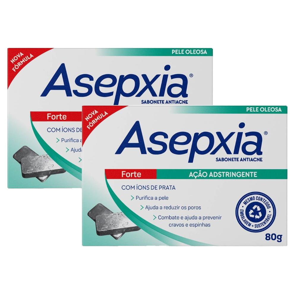 Kit Sabonete Barra Asepxia Ação Adstringente Pele Oleosa 80g 2 Unidades