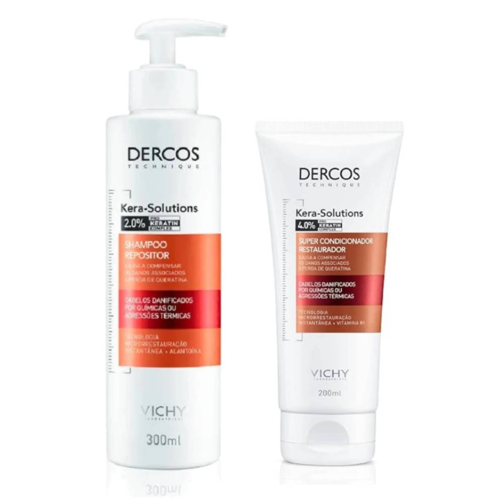 Kit Vichy Condicionador Dercos Kera Solutions 200ml + Shampoo Dercos Kera Solutions 300ml