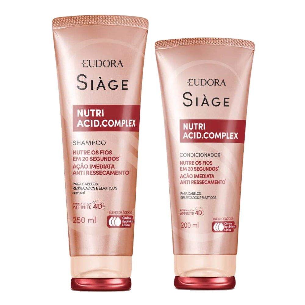 Kit Eudora Siage Condicionador Eudora Siàge Nutri Acid Complex 200ml + Shampoo Eudora Siàge Nutri Acid Complex 250ml