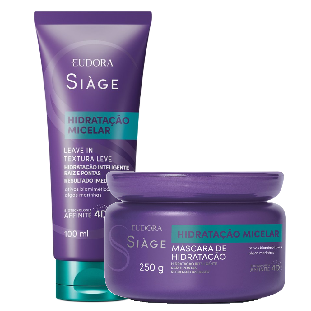 Kit Eudora Siage Máscara Capilar Eudora Siàge Hidratação Micelar 250g + Leave In Eudora Siàge Hidratação Micelar 100ml