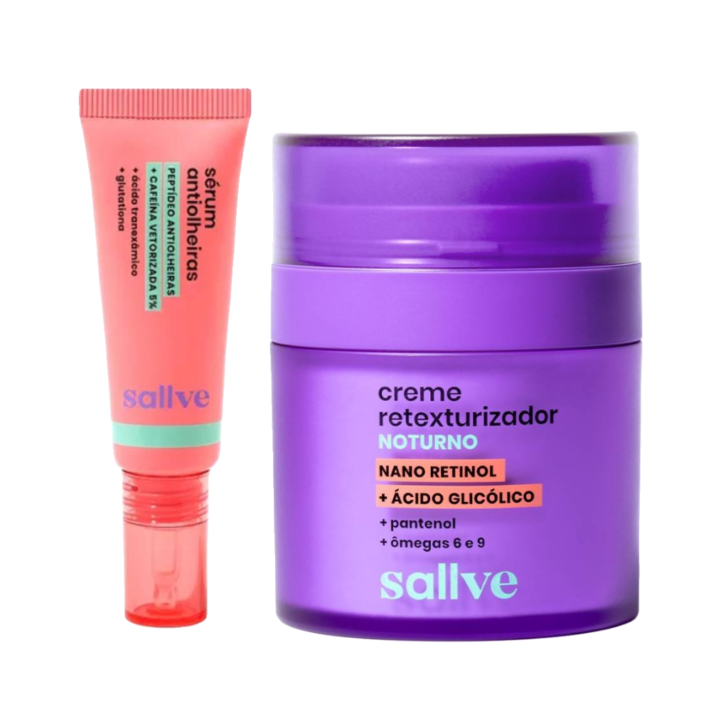 Kit Sallve Sérum Antiolheiras 15g + Creme Facial Retexturizador Noturno 30g
