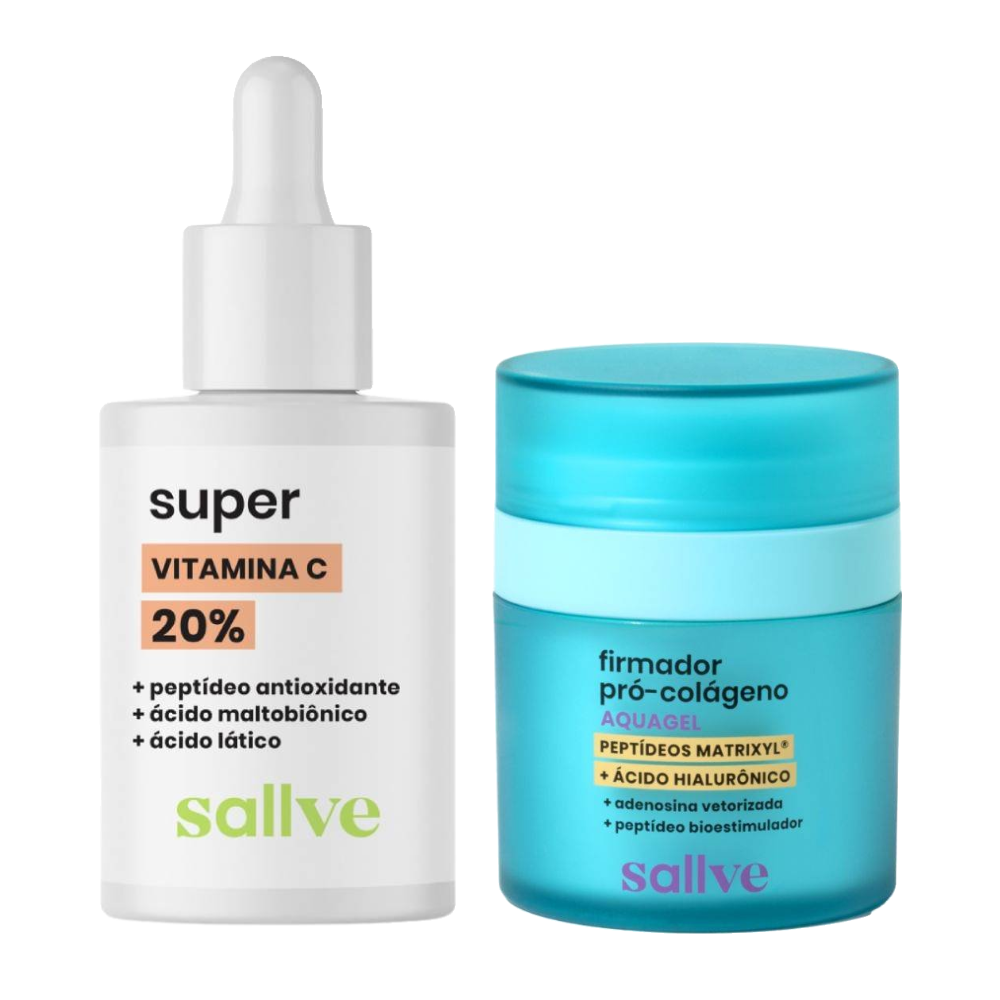 Kit Sallve Aquagel Facial Firmador Pró Colágeno 30g + Sérum Facial Anti Idade Super Vitamina C 20% 30ml