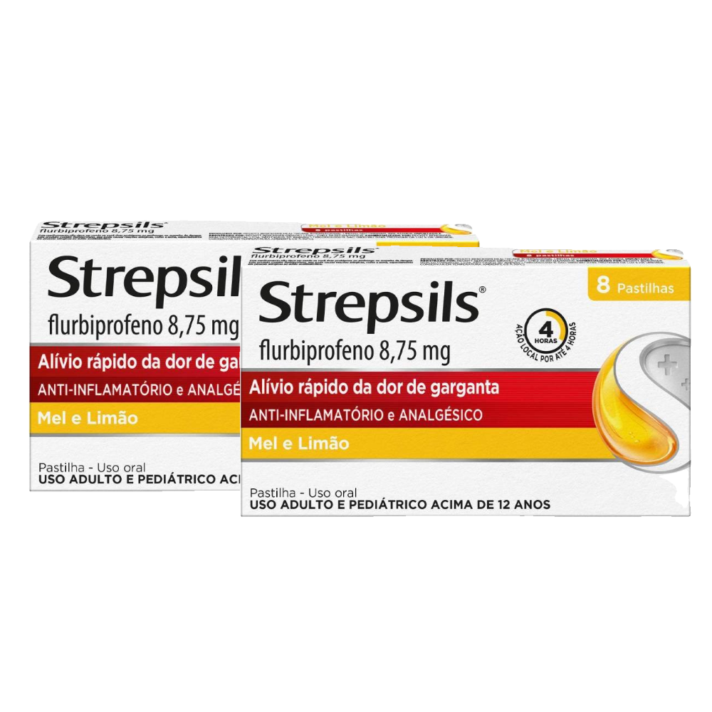 Kit Pastilhas Para Garganta Strepsils Sabor Mel E Limão Caixa 8 Pastilhas 2 Unidades